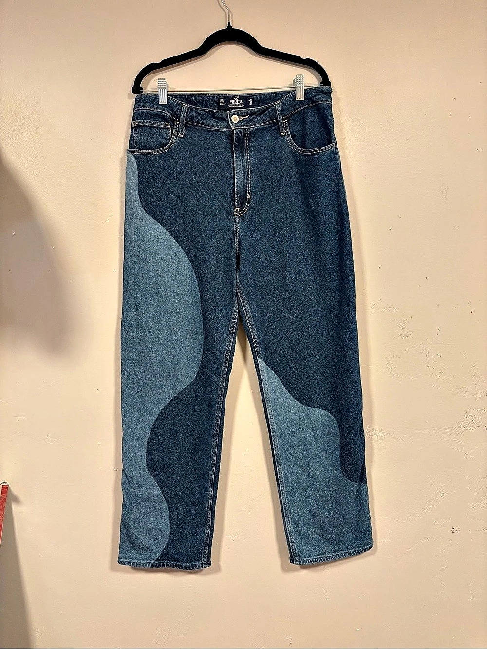 Hollister Ultra High-Rise Dad Jean Color Block Jeans Waist 32